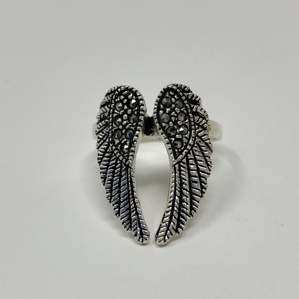 Angel Wings Zirconia Sterling Silver Stone Ring 925 Sterling Silver Wings Ring